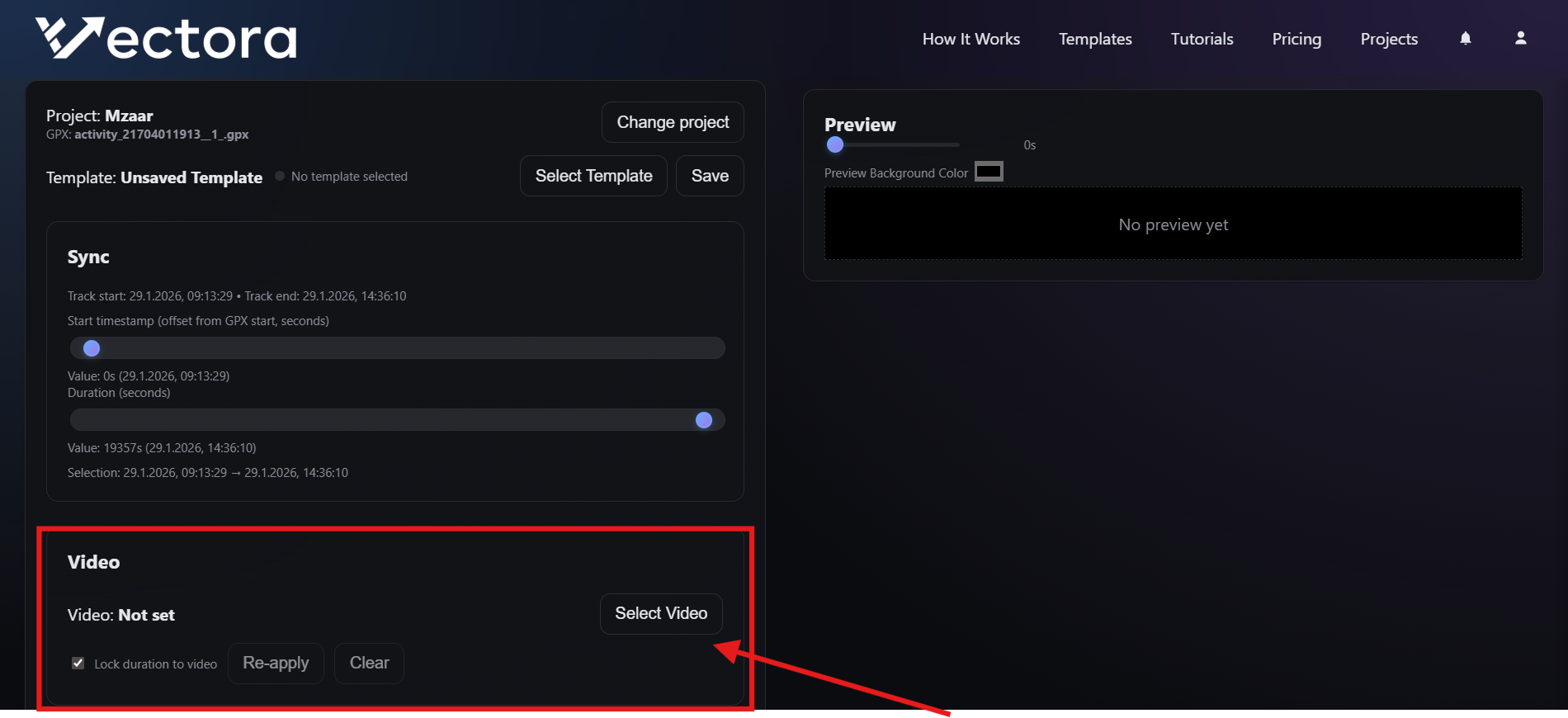 Sync video option in Vectora editor